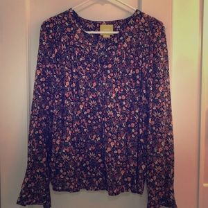 Anthropologie floral long sleeve blouse